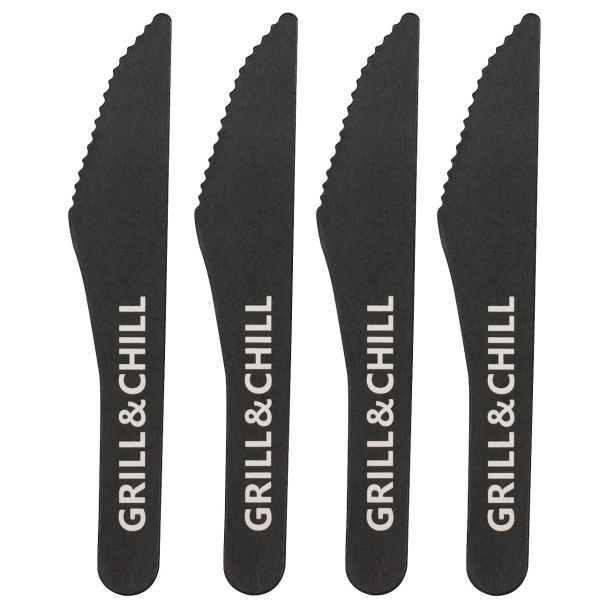 Papp-Besteck Messer GRILL & CHILL, schwarz/weiß