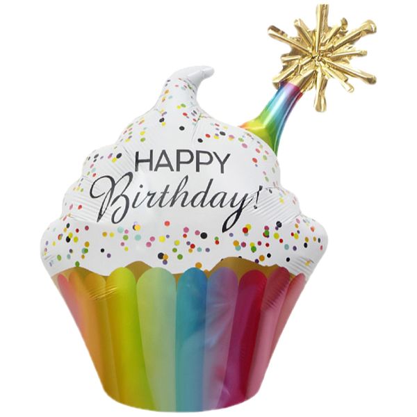 Folienballon Happy Birthday Cupcake, bunt