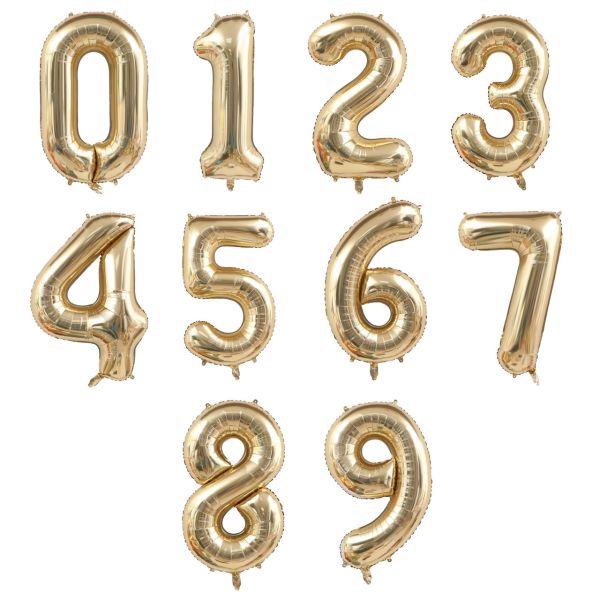 Folienballon Zahl 0-9, H: 75cm, gold