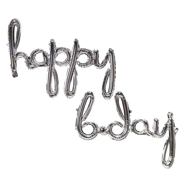 Folienballon Schrift Happy B-Day, silber