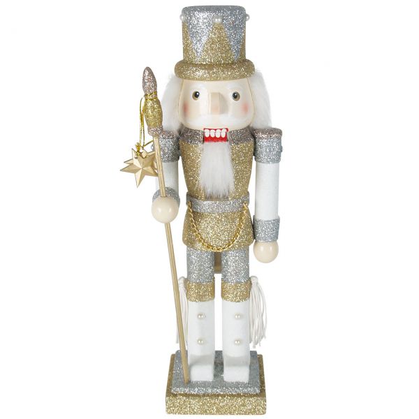 Nussknacker Soldat 30cm, gold-silber mit Glitter
