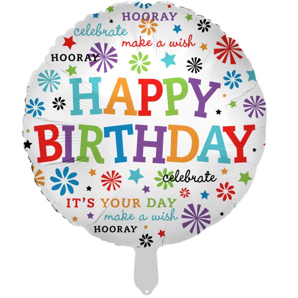 Folienballon Happy Birthday Stars, bunt